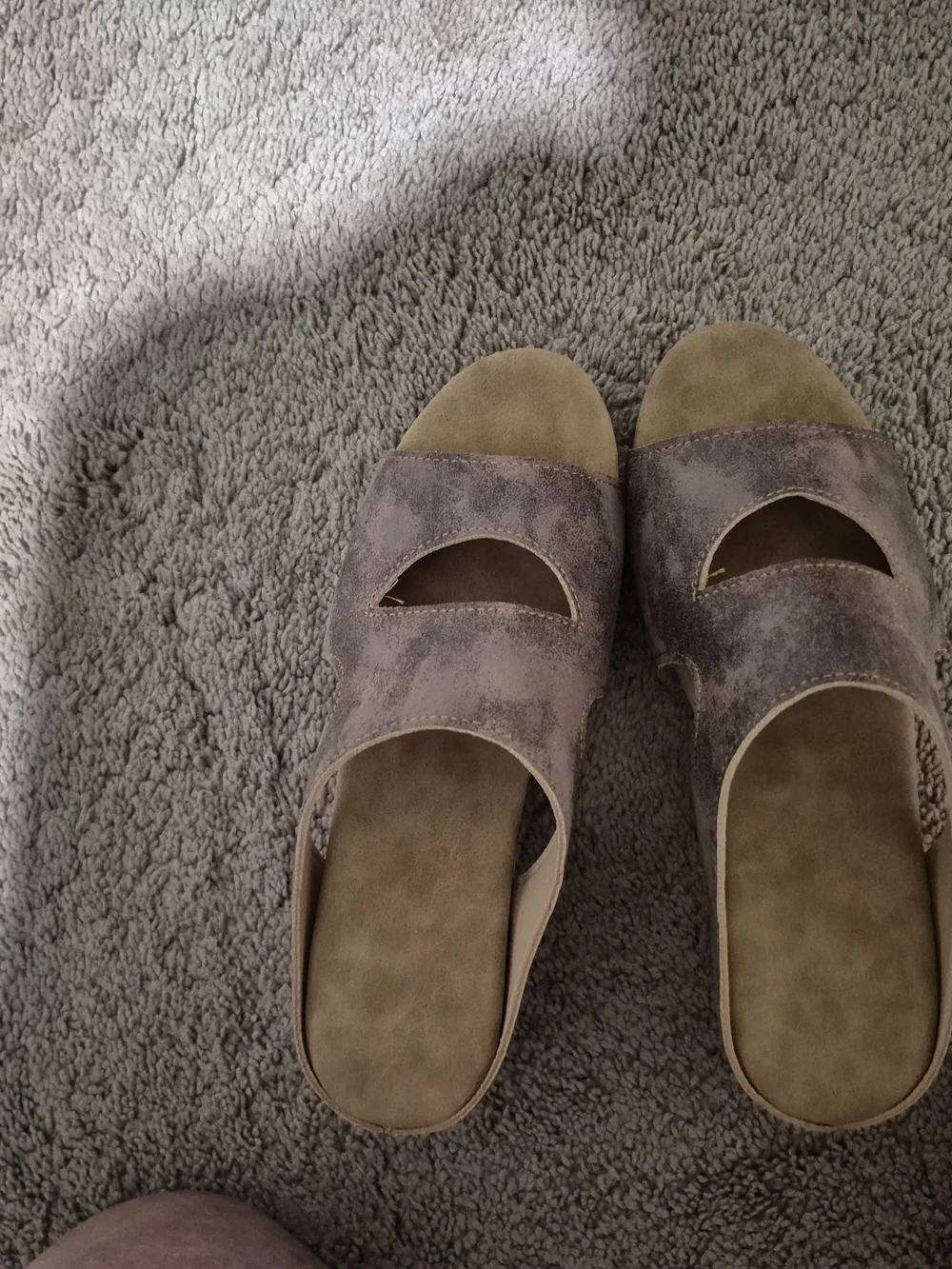 NOBO Taupe Open-Toe Slide Wedges